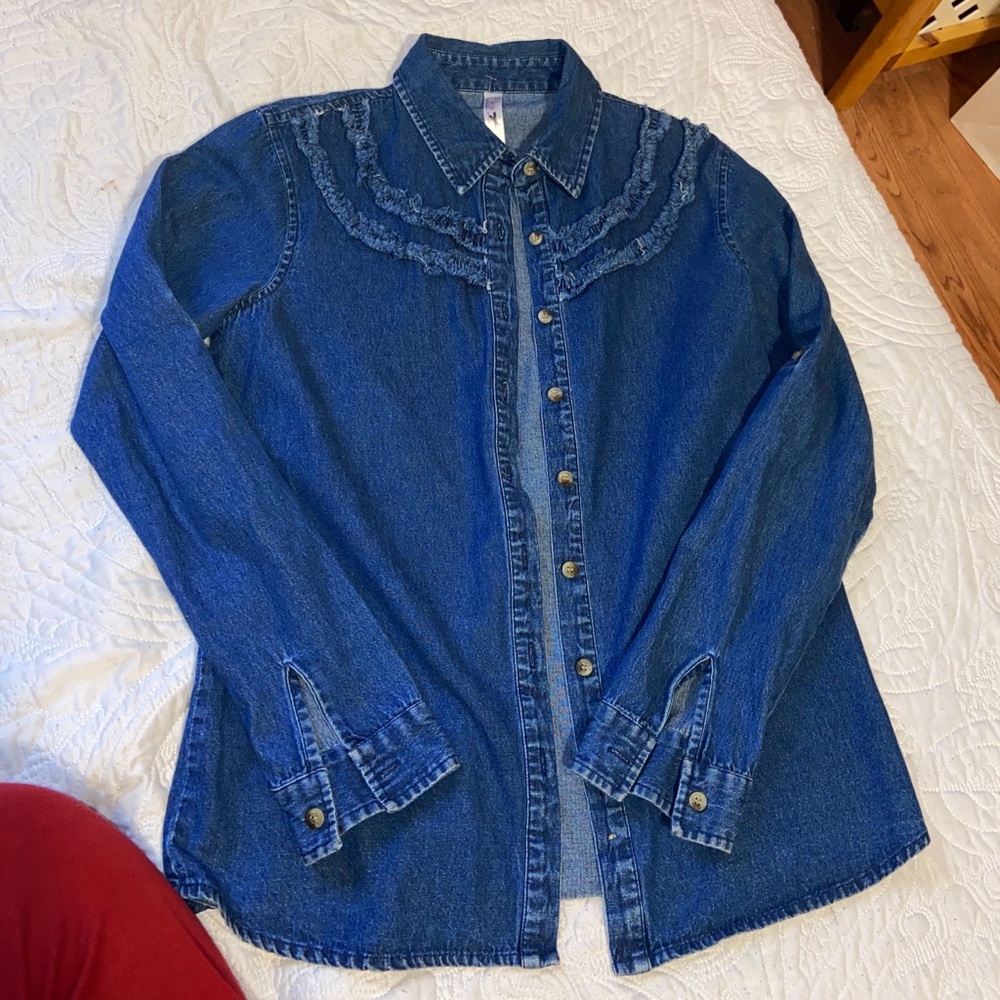 Cowboy frayed jean shirt